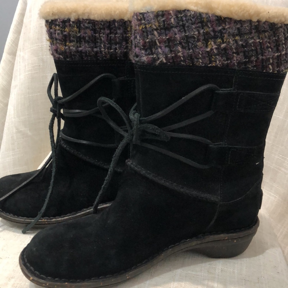 UGG Australia Womens Tanasa Knit, Black Suede Winter Boots Size 7 - Picture 4 of 10
